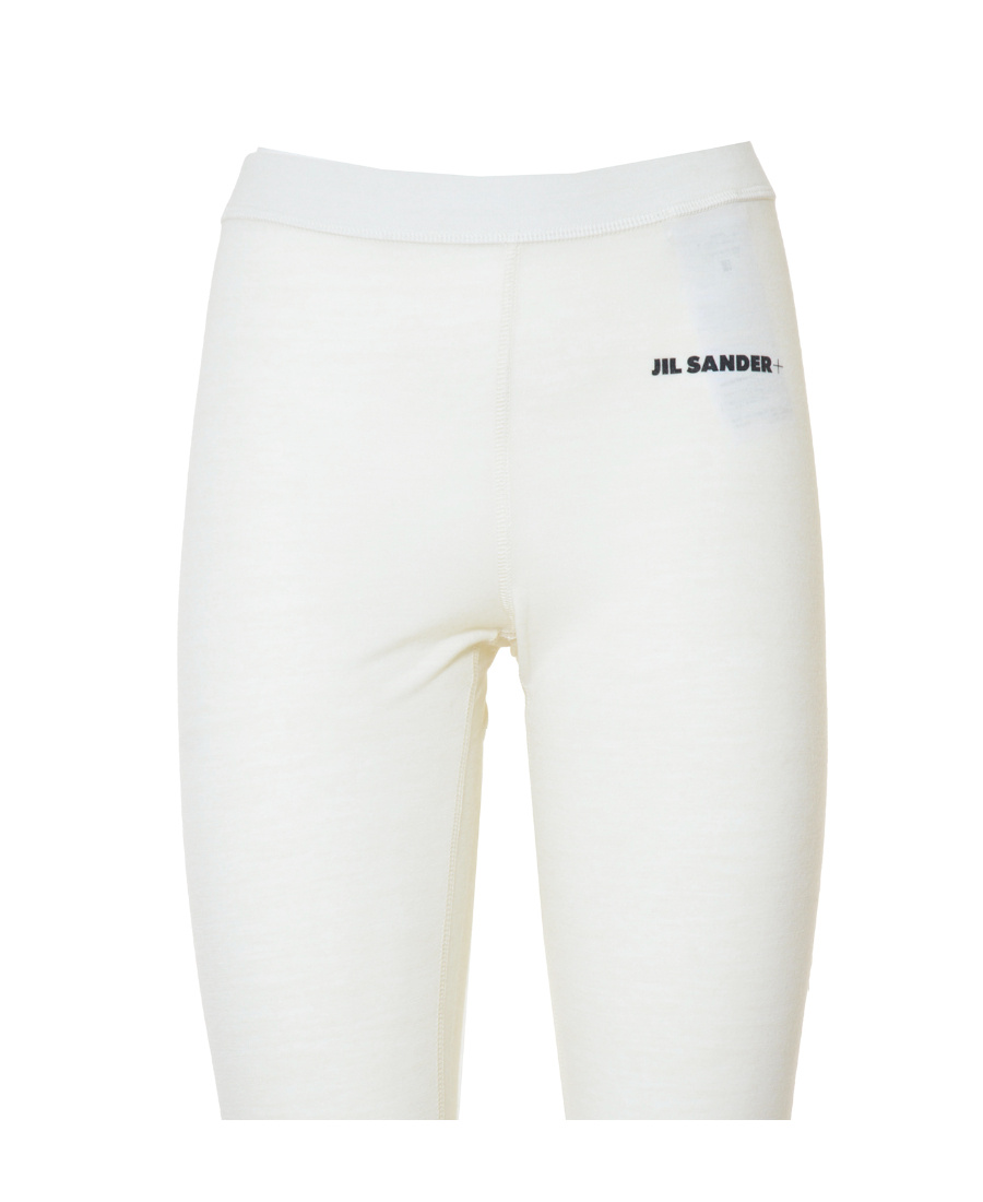 Jil Sander Logo Wool Leggings In White