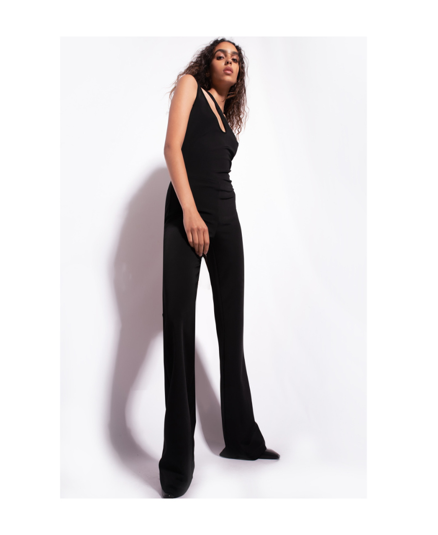 Pinko Cut-out Flared-leg Jumpsuit In Black