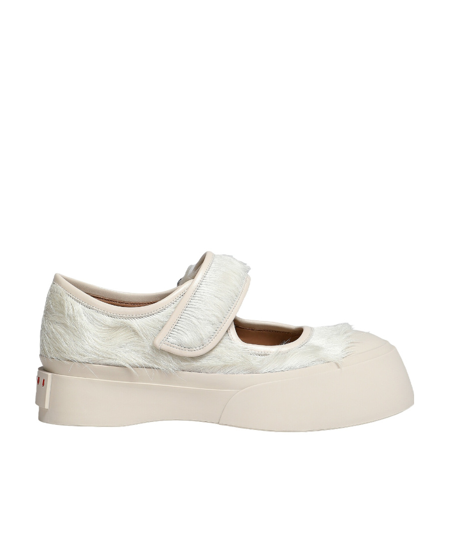 Shop Marni Mary Jane Long-hair Sneakers In White