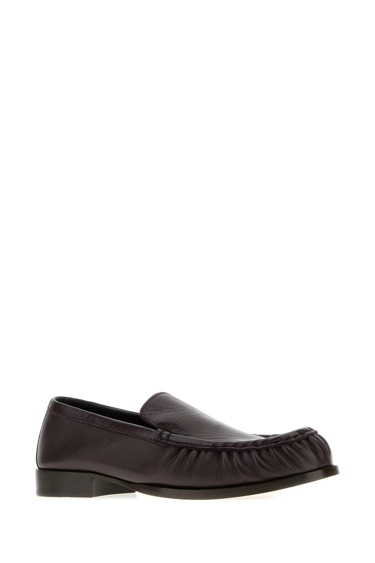 Dries Van Noten Aubergine Leather Loafers In Brown