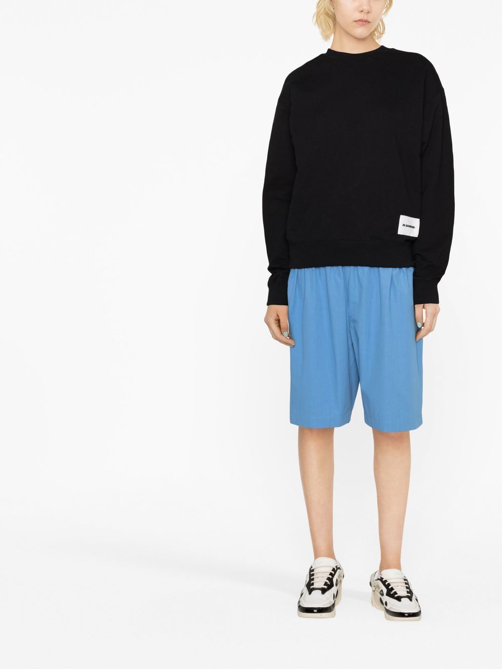Jil Sander Logo-patch Cotton Sweatshirt In Black