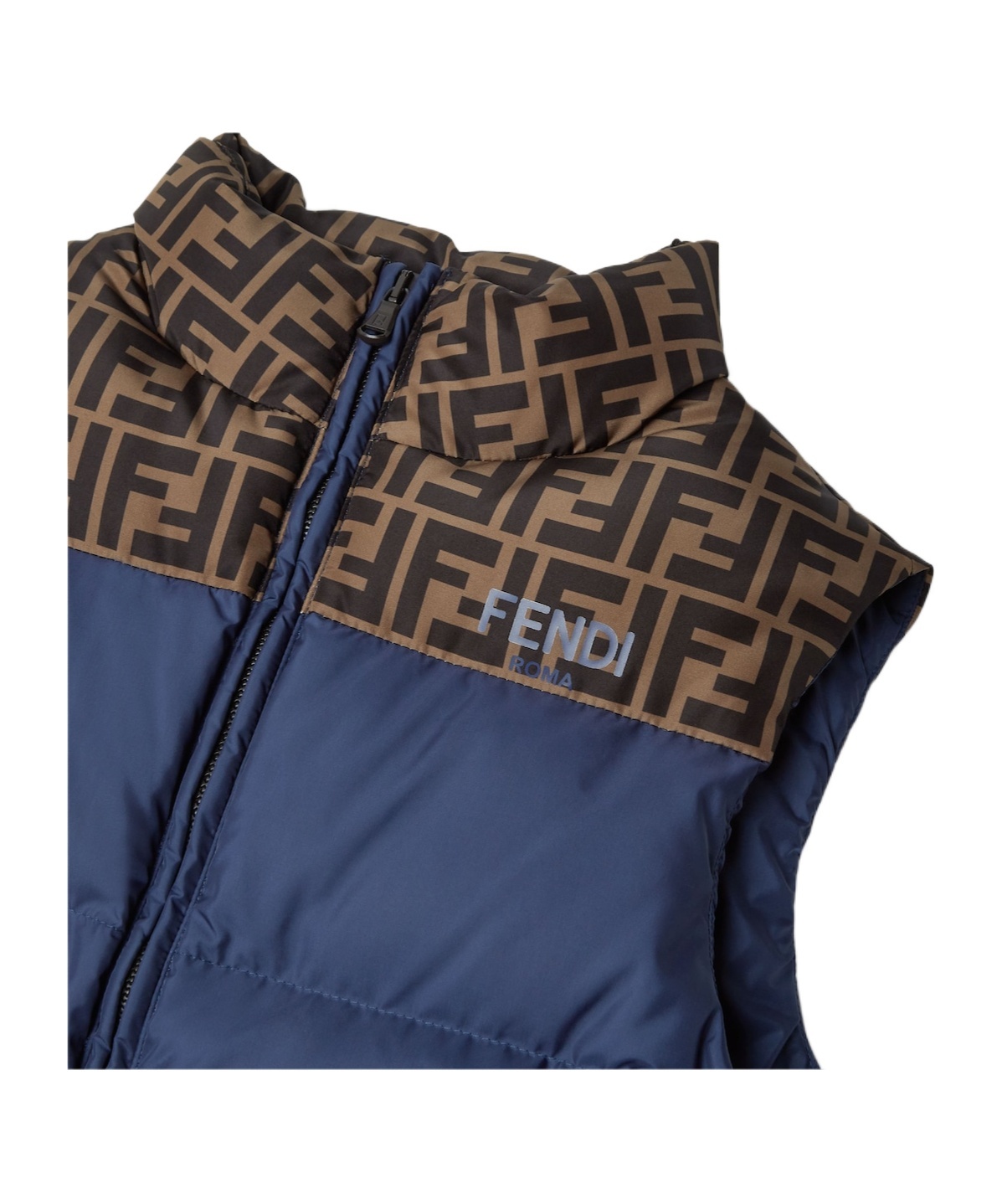 Fendi Kids Ff Logo Detailed Padded Gilet In Blue