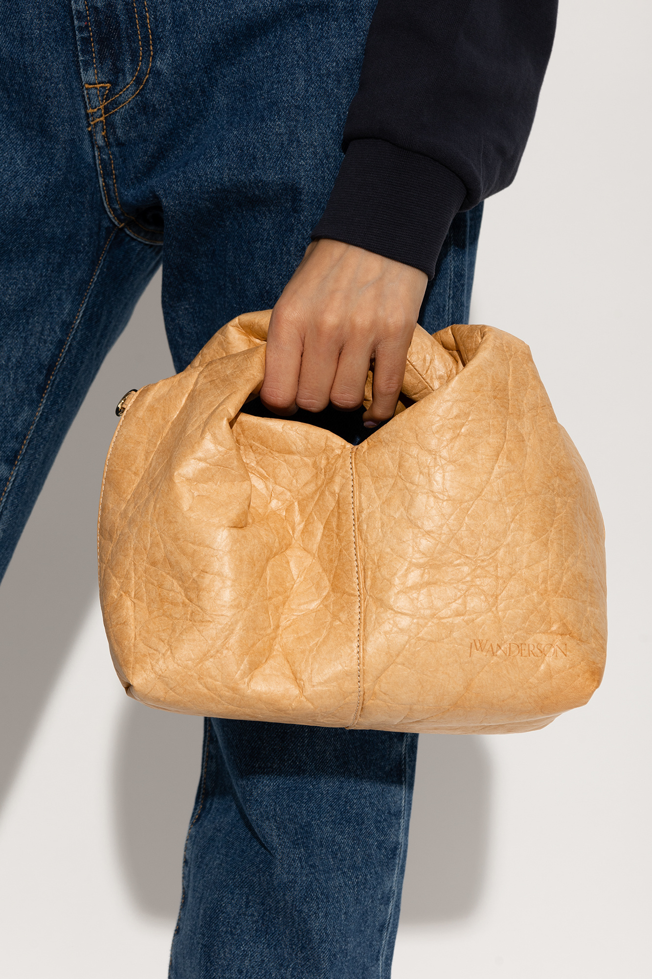 Jw Anderson Twister Crinkle-finish Crossbody Bag In Nude