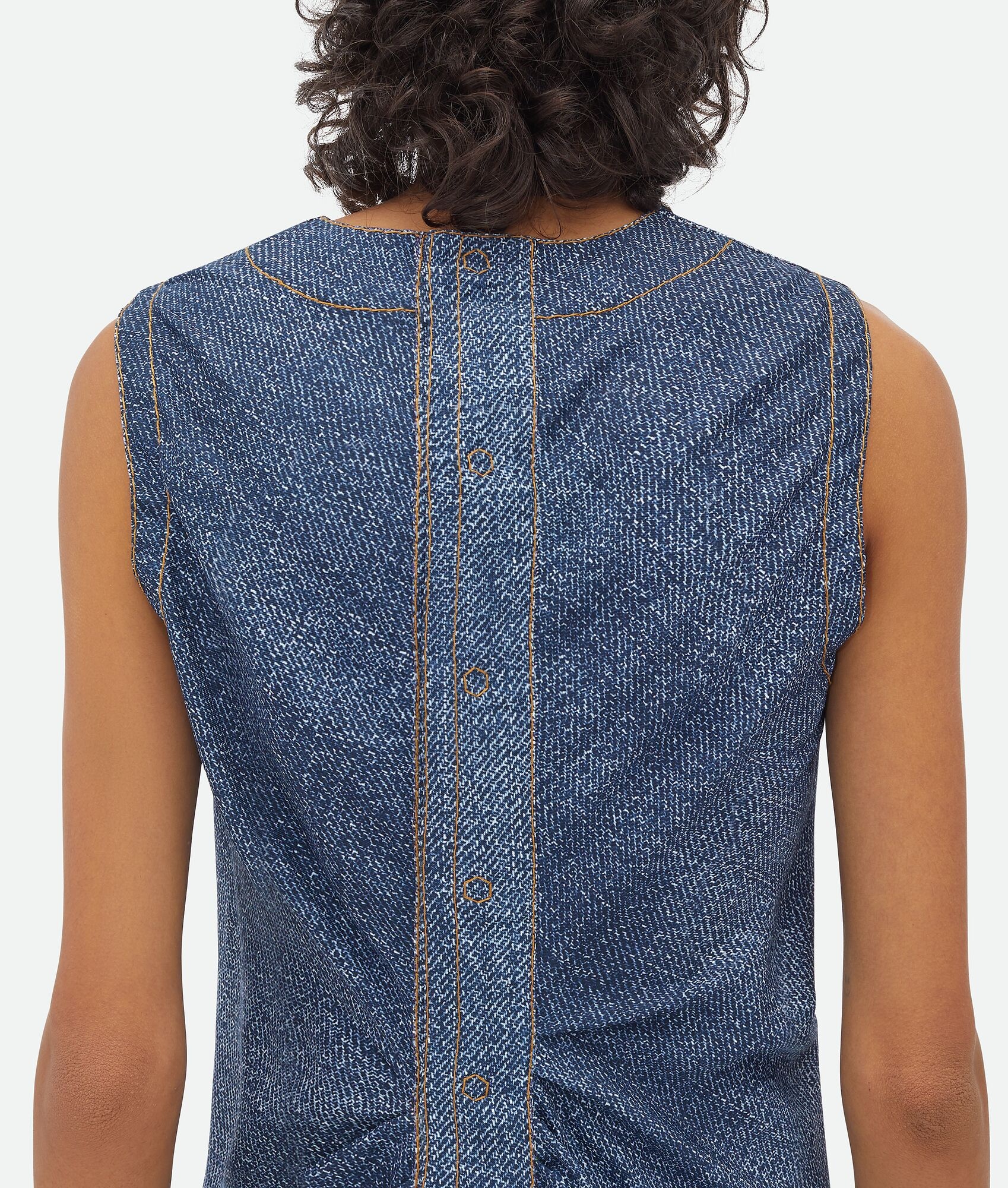 Bottega Veneta Printed Denim Viscose Dress In Gray
