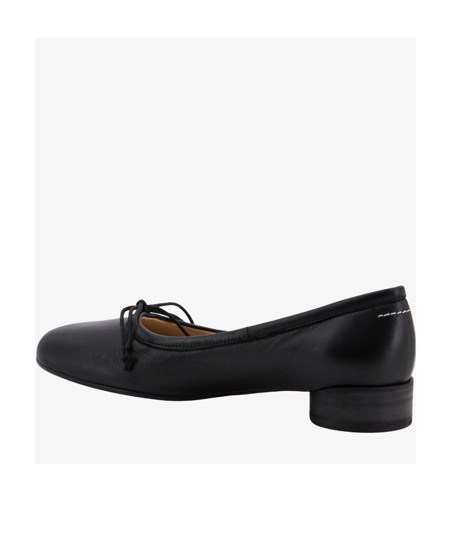 Shop Mm6 Maison Margiela 30mm Leather Ballerina Shoes In Black