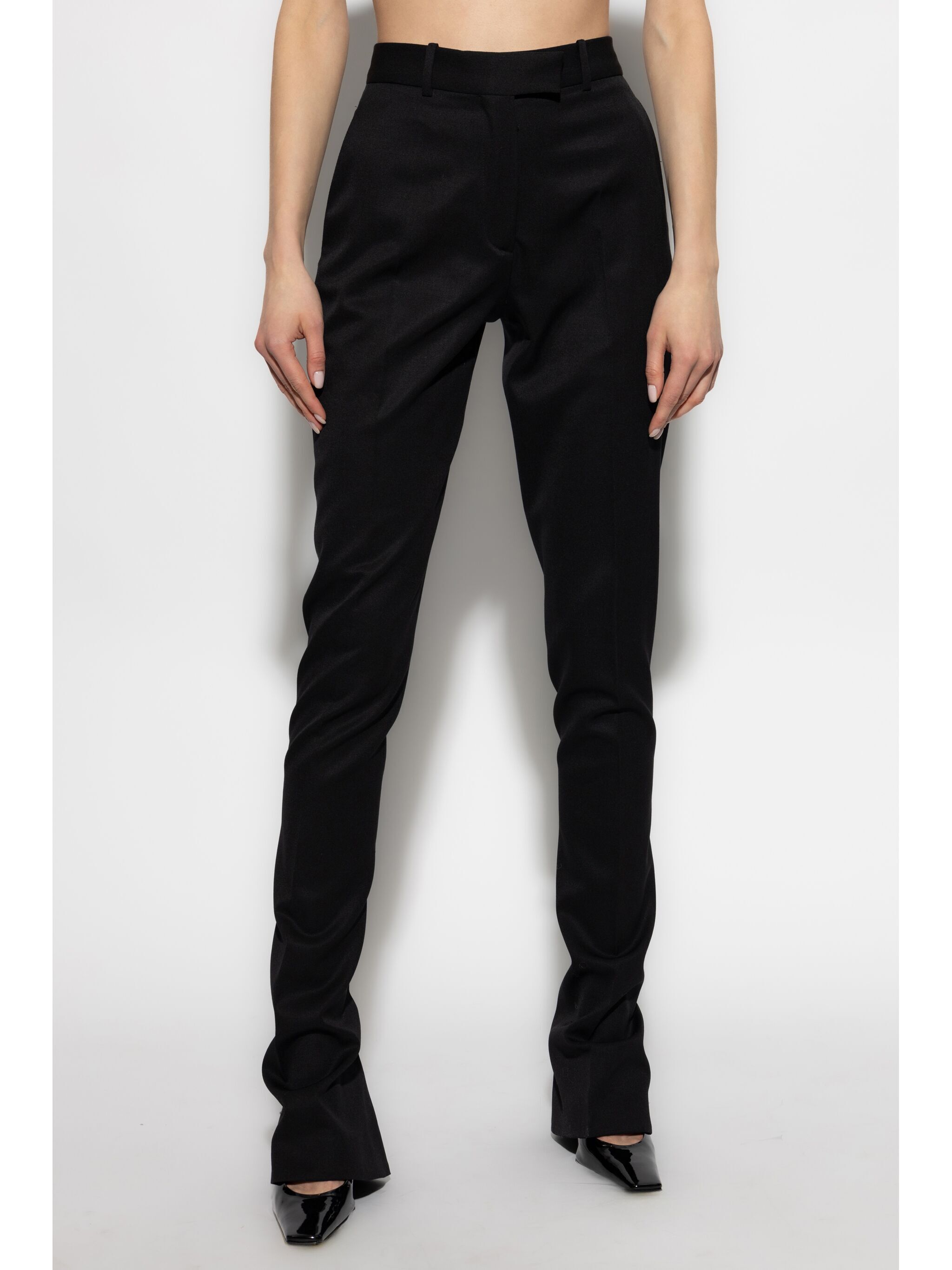 Attico Black Wool Flare Pants In Black