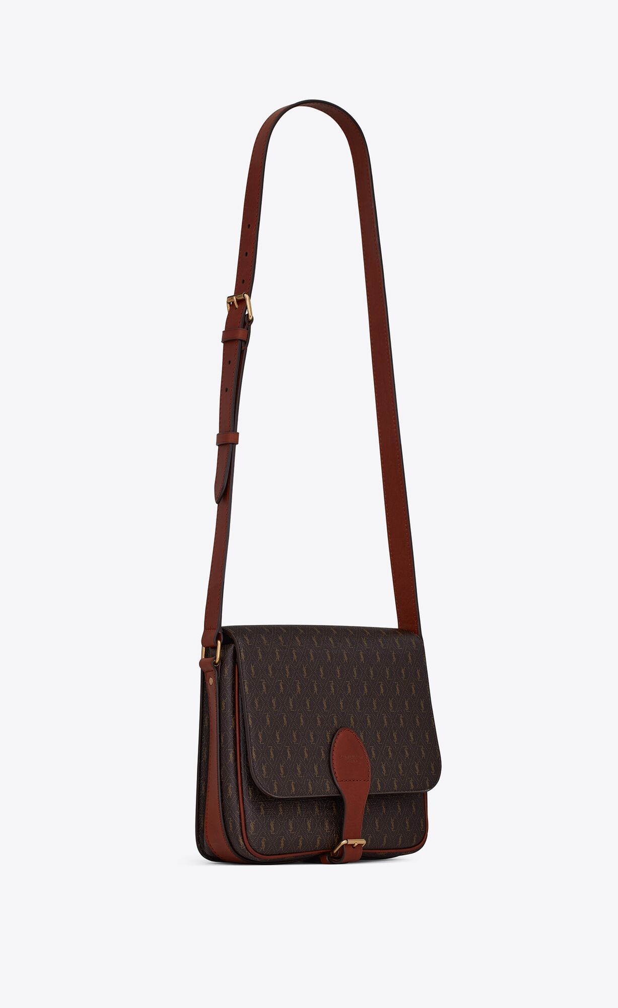 Saint Laurent Le Monogramme Buckle Satchel Bag In Brown