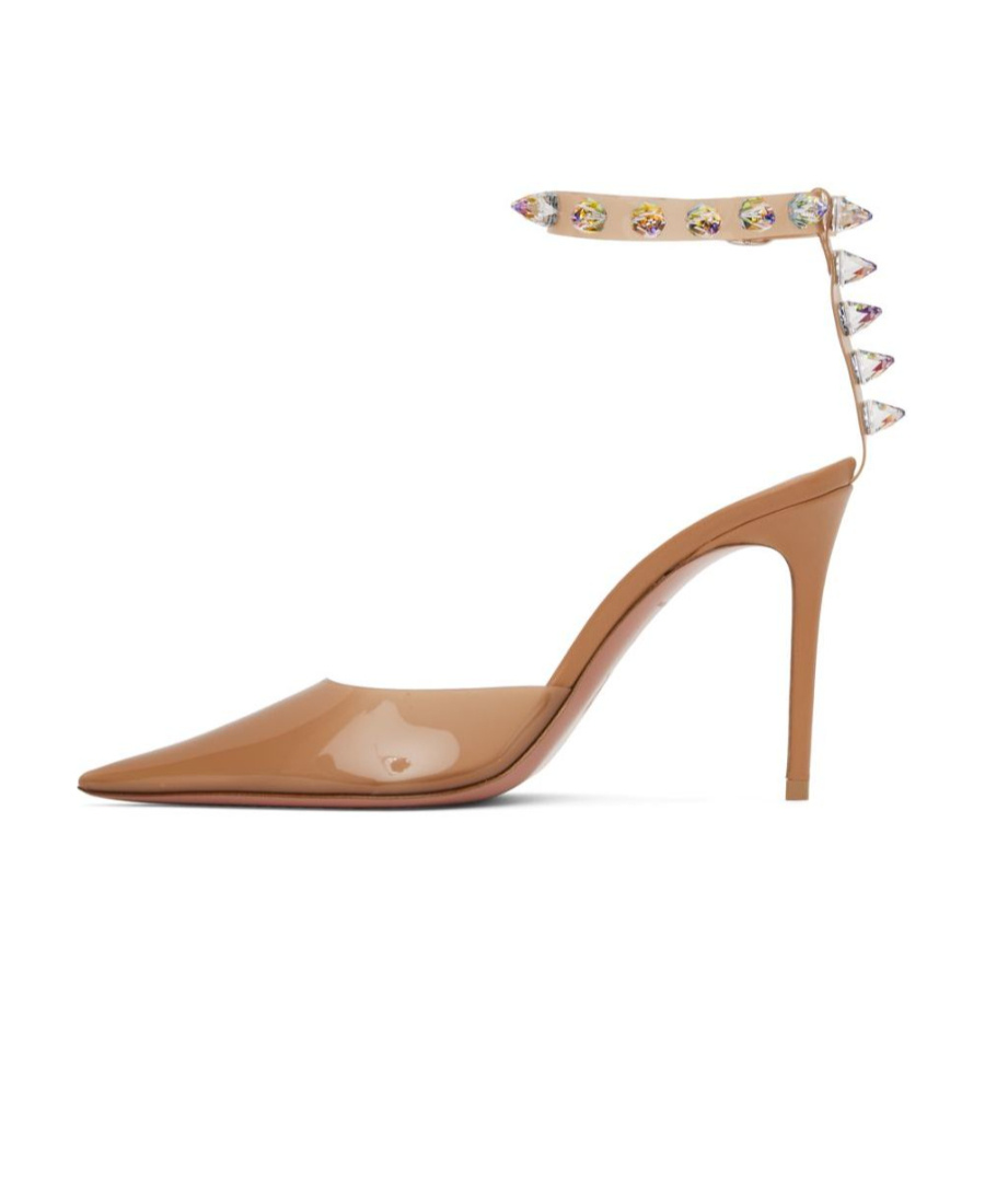 Amina Muaddi Tan Julia Heels In Brown