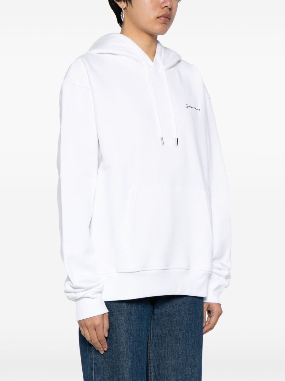 Jacquemus Embroidered Logo Hoodie In White