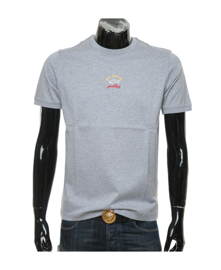 Shop Paul & Shark Logo Printed T-shirt With Round Neck In Gray
