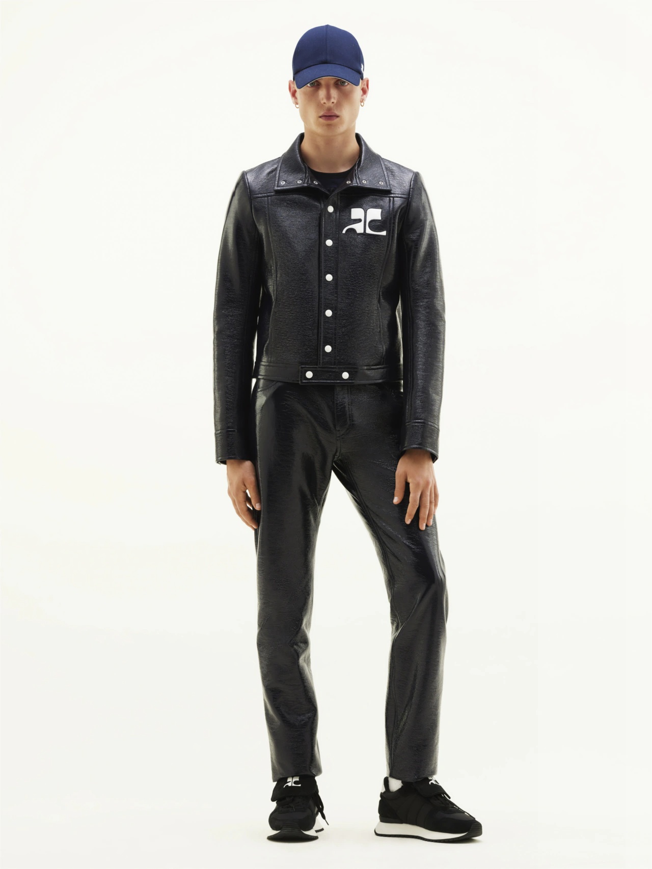 Courrèges Structured Black Faux-leather Jacket In Black