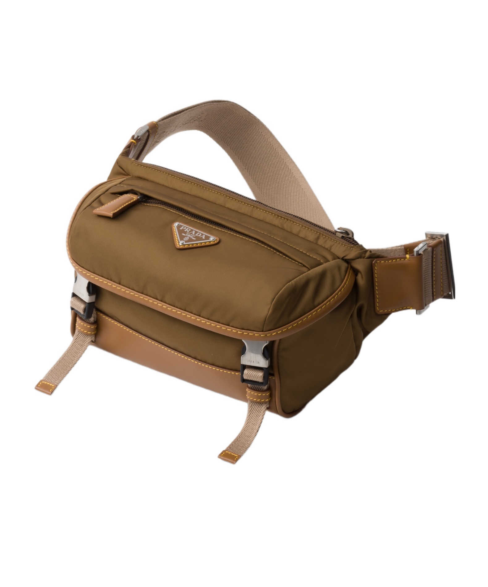 Prada Re-nylon And Leather Shoulder Bag In Brown