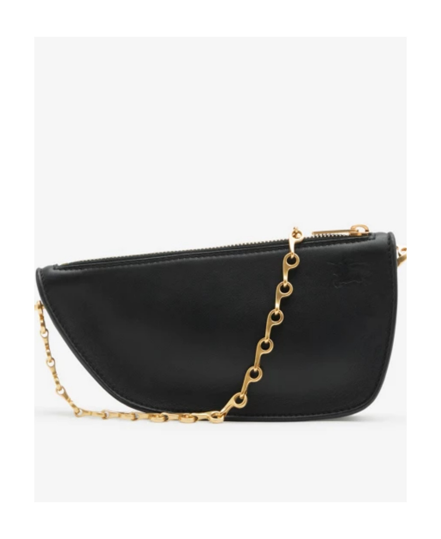 Burberry Micro Shield Wallet On Chain In Black