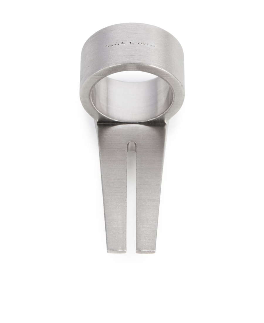 Rick Owens Open Trunk Ring In Gray