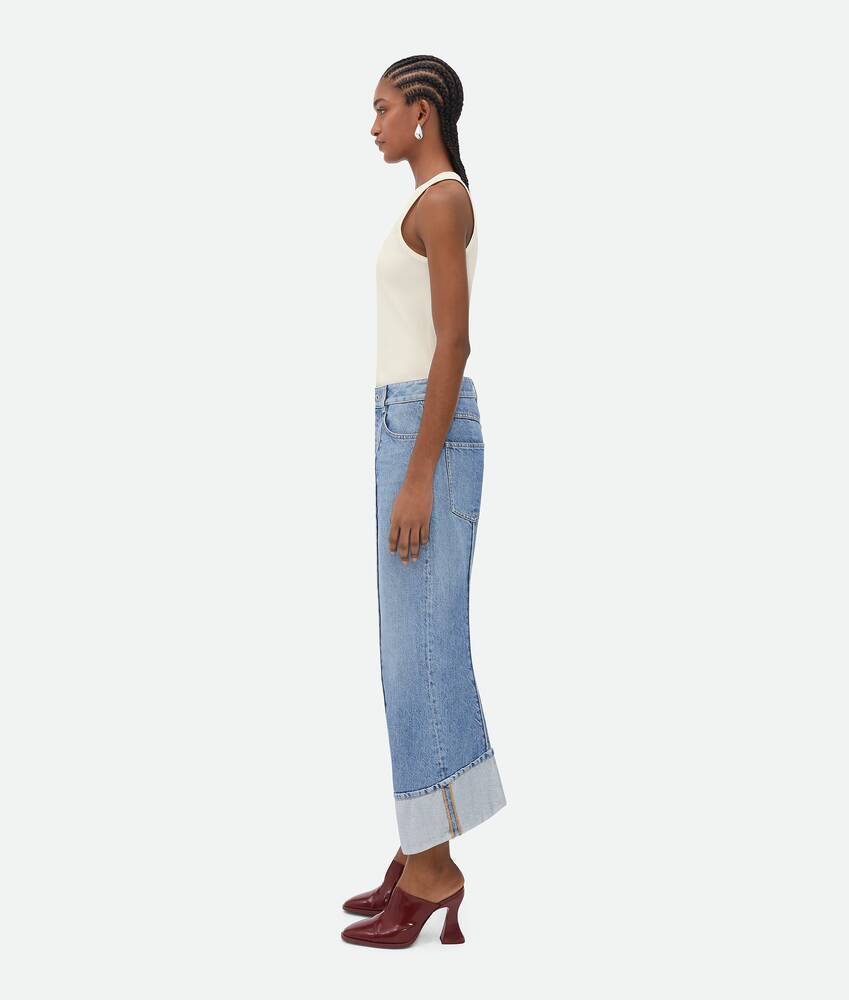 Bottega Veneta Curved Shape Vintage Indigo Denim In Blue