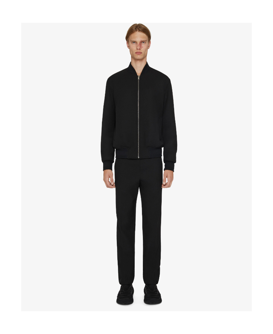 Givenchy Wool Logo Lettering Bomber Jacket In Black