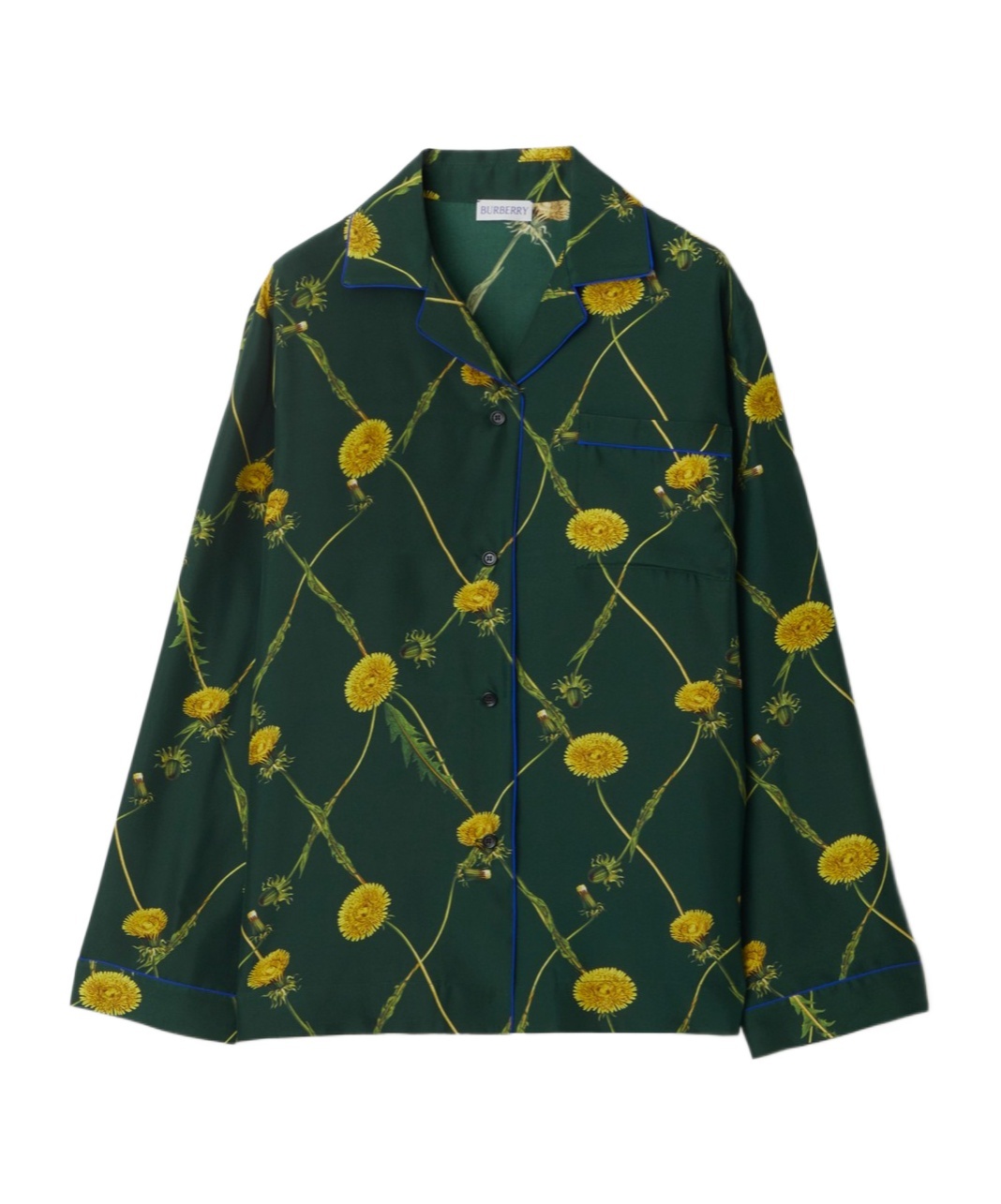 Burberry Dandelion-print Silk Pyjama Shirt In Green