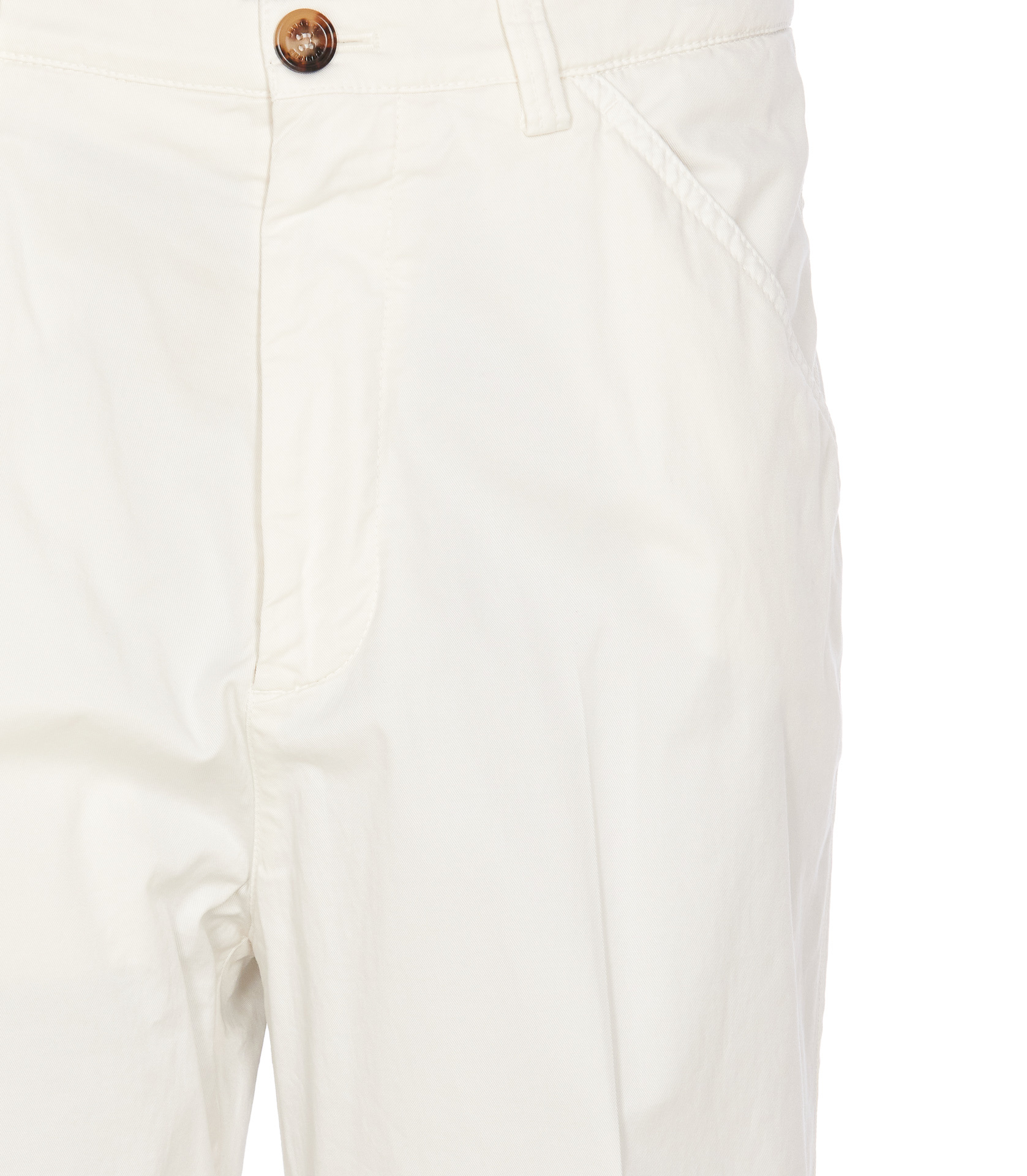 Brunello Cucinelli Garment-dyed Trousers In Twisted Cotton Gabardine In White