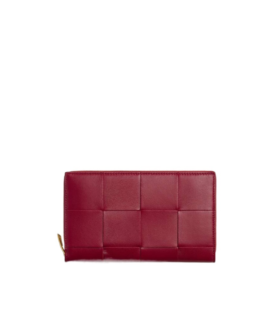 Bottega Veneta Cassette Zipper Wallet In Red