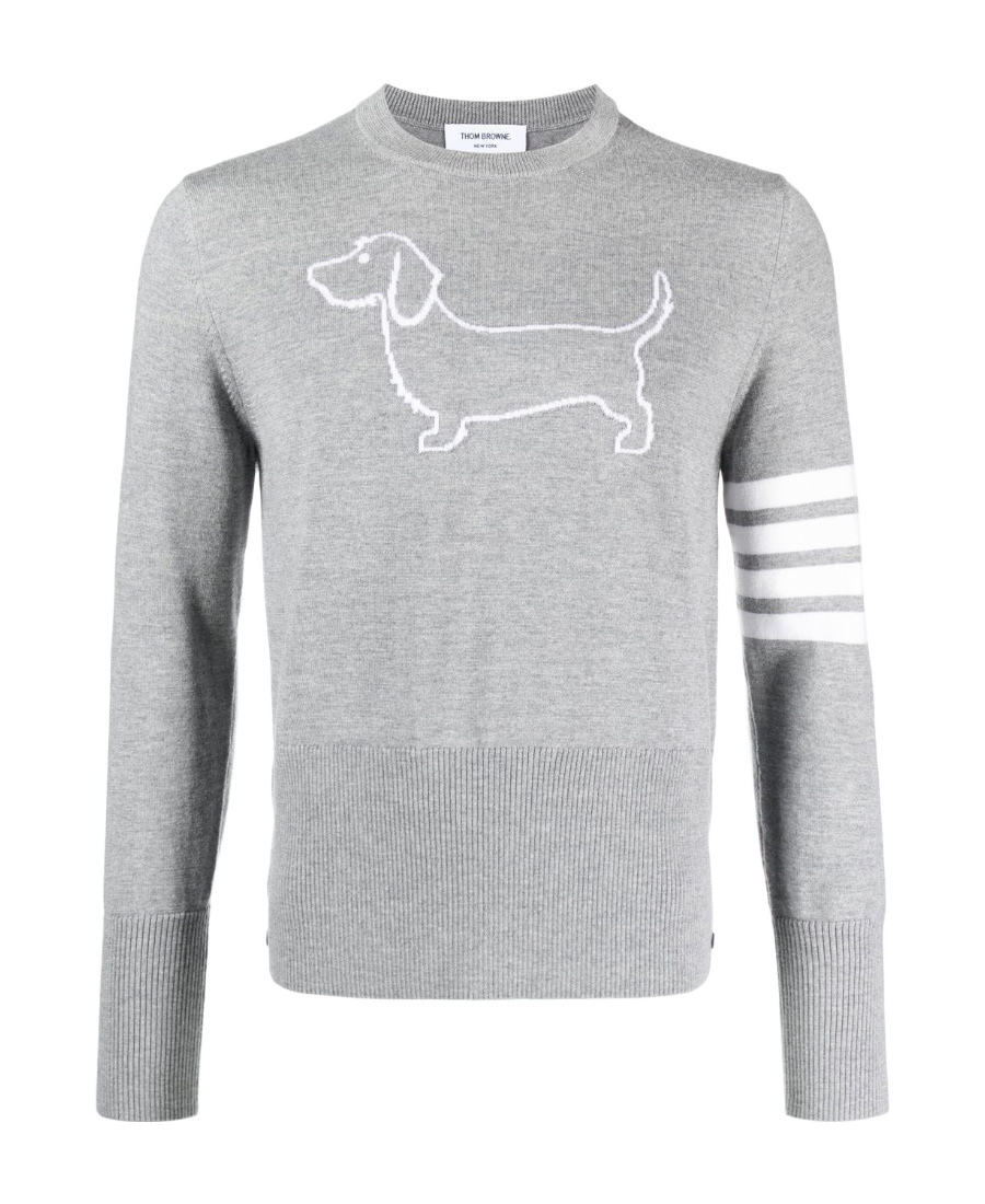 Shop Thom Browne 4-bar Stripe Wool Jumper In Gray