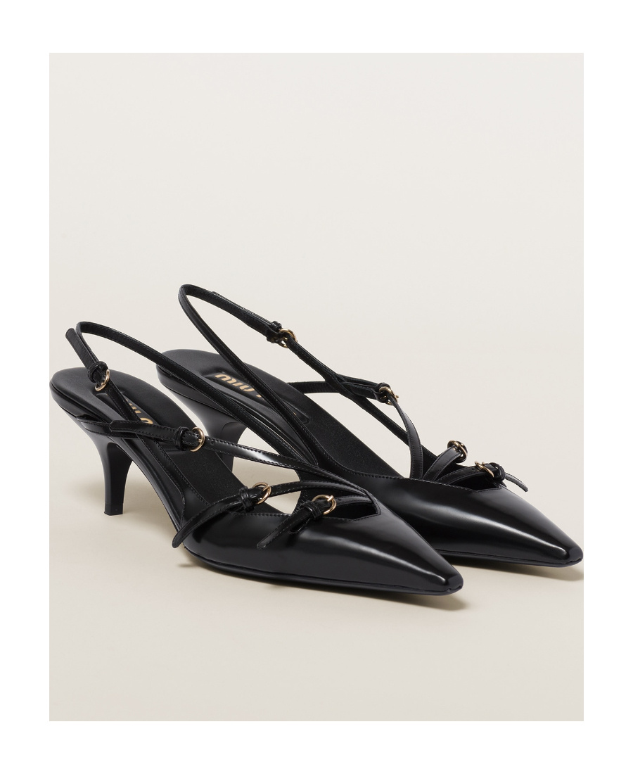 Miu Miu Buckle-embellished Slingback Pumps In Black