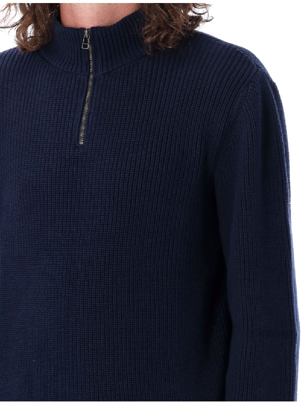 Apc Mock-neck Half-zip Cotton Jumper In Black