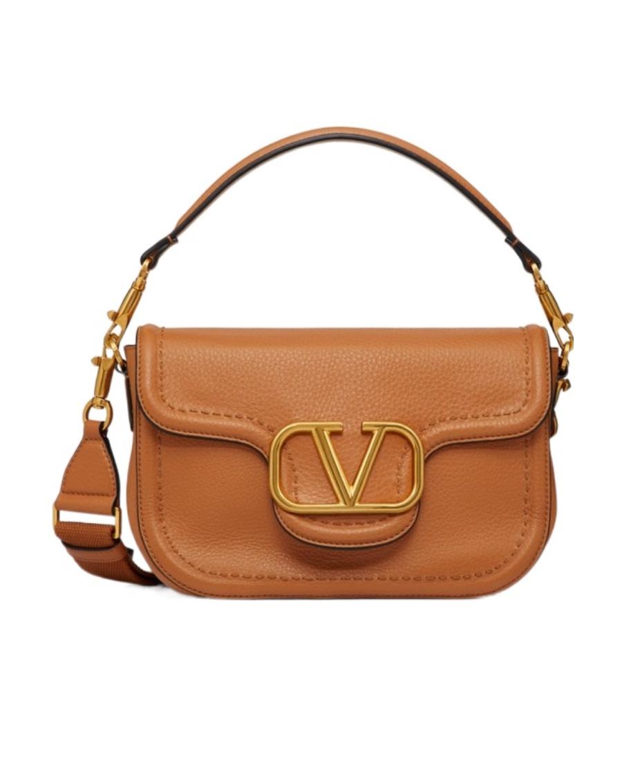 Valentino Structured Leather Chain Strap Bag In Brown