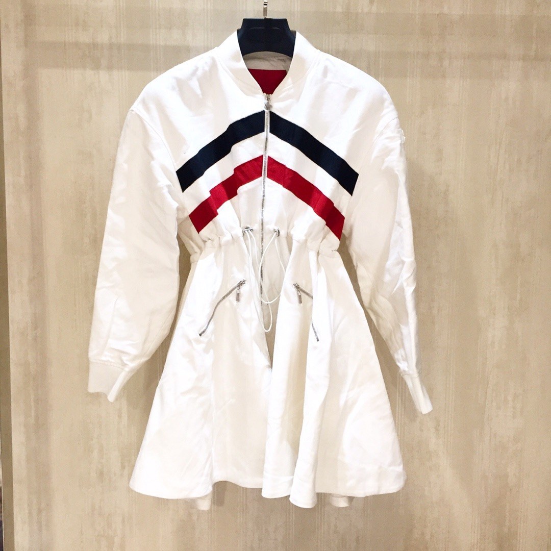 Moncler Striped Horn-shaped Casual Jacket In White