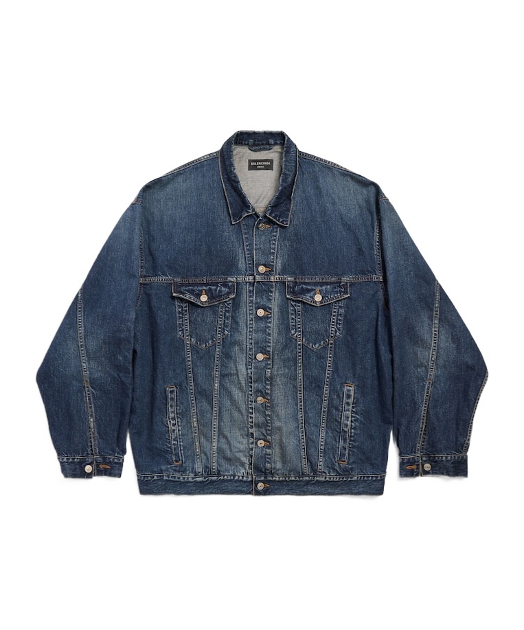 Balenciaga Strap Oversized Denim Jacket In Blue