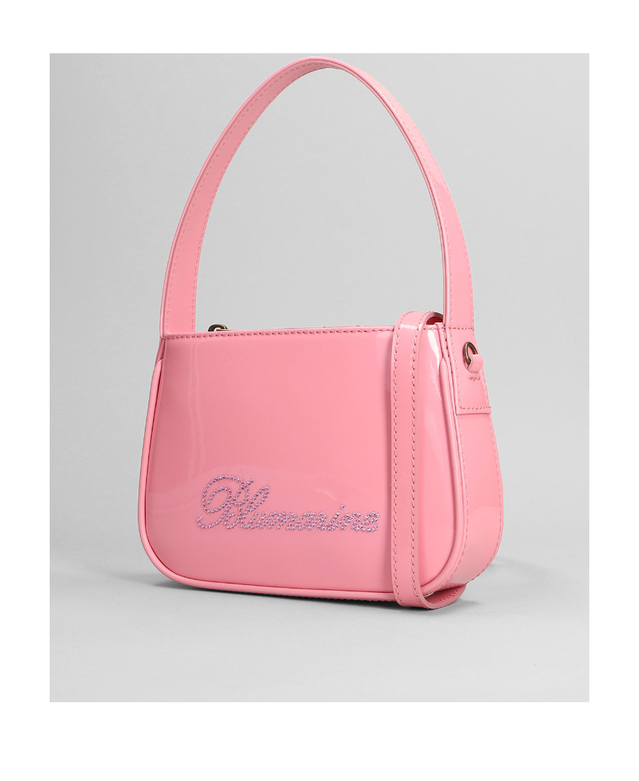 Blumarine Rhinestone-logo Leather Mini Bag In Pink