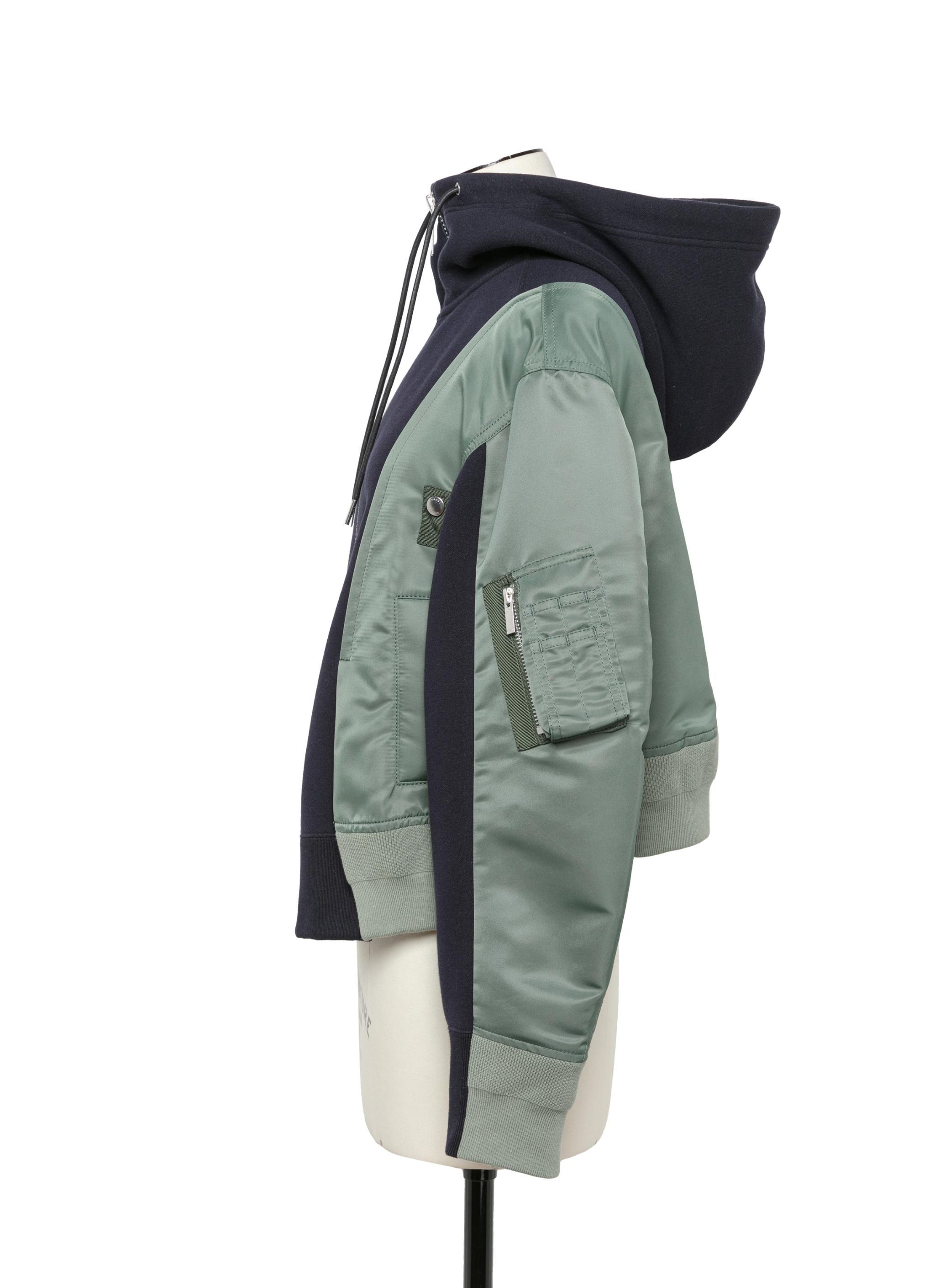 Sacai Panelled Zip-up Drawstring Hoodie In Black