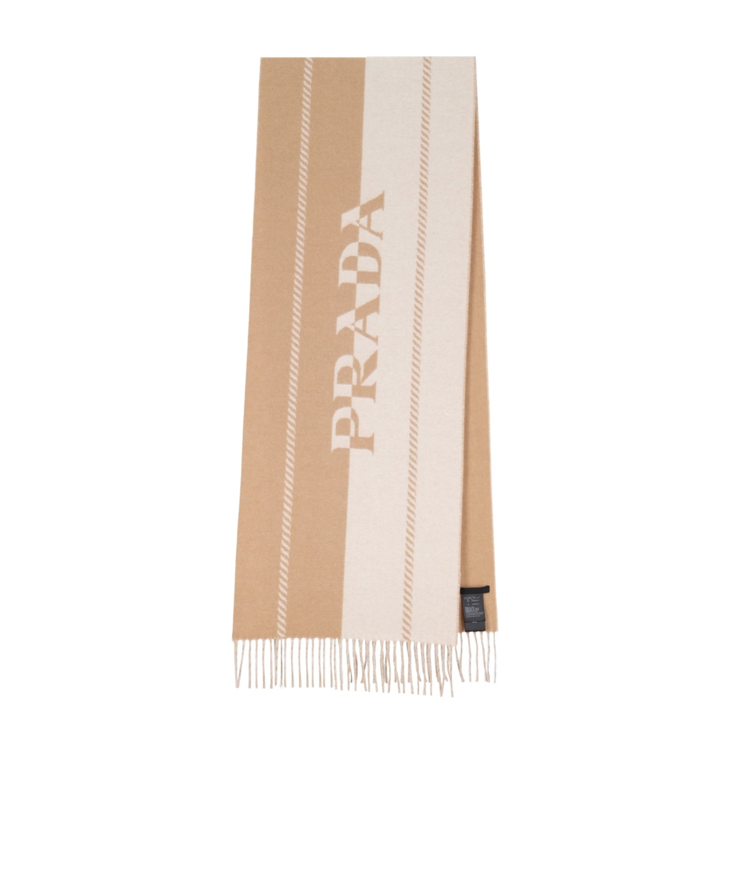 Shop Prada Monogram Intarsio Logo Wool Scarf In Nude