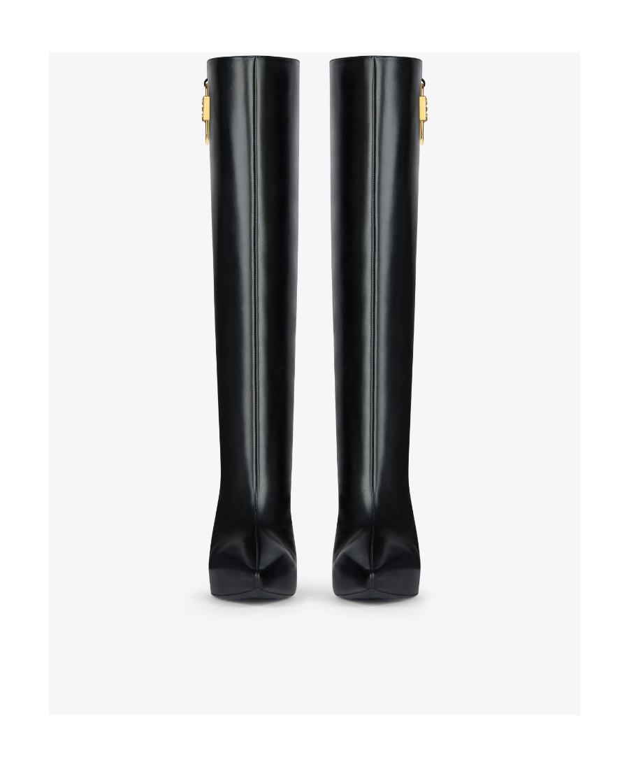 Givenchy G-lock Leather Wedge Knee-high Boots In Black