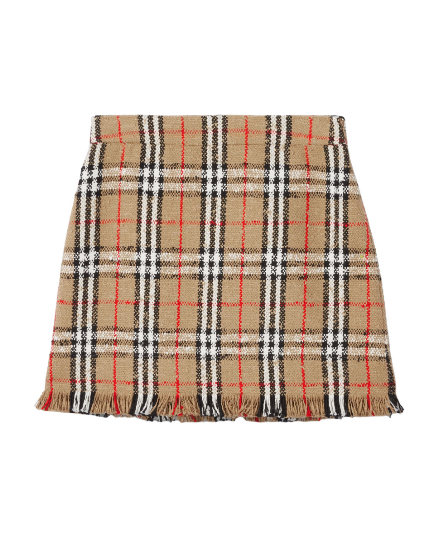 Burberry Tartan Wool Mini Skirt In Nude