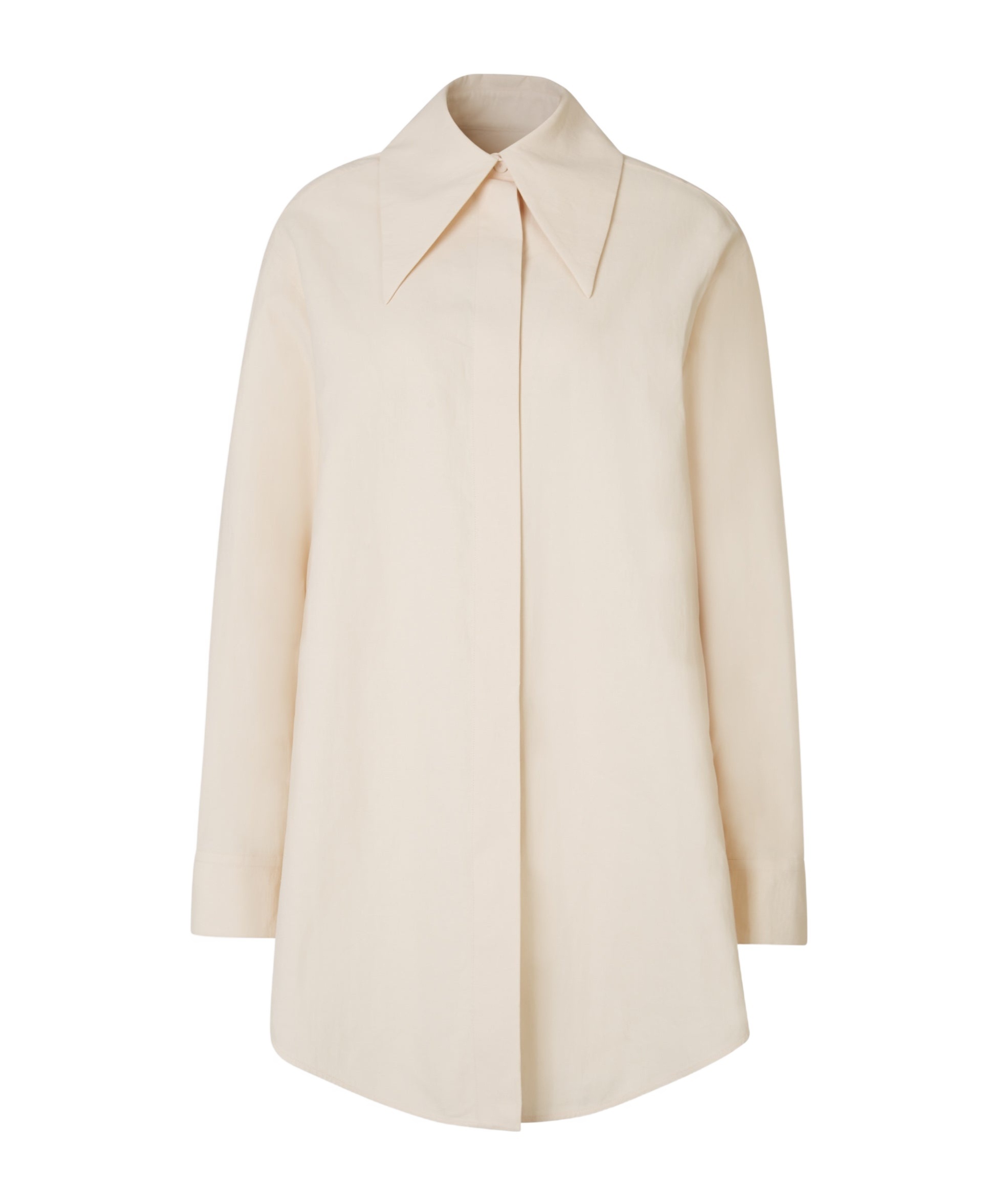 Jil Sander Pointed Collar Long-sleeved Shirt In White