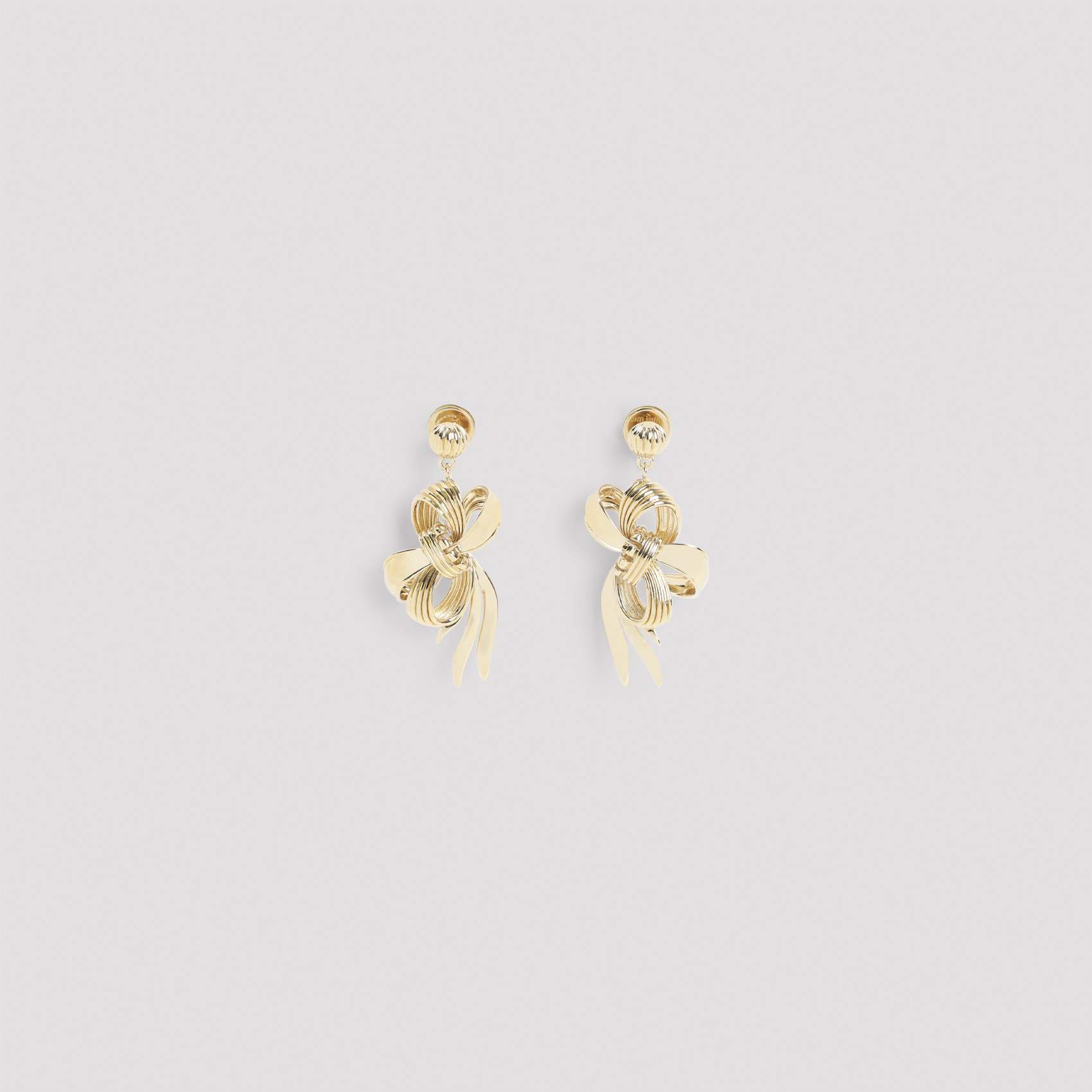 Miu Miu Drop Earrings With Knot Detail And Polish In Gold