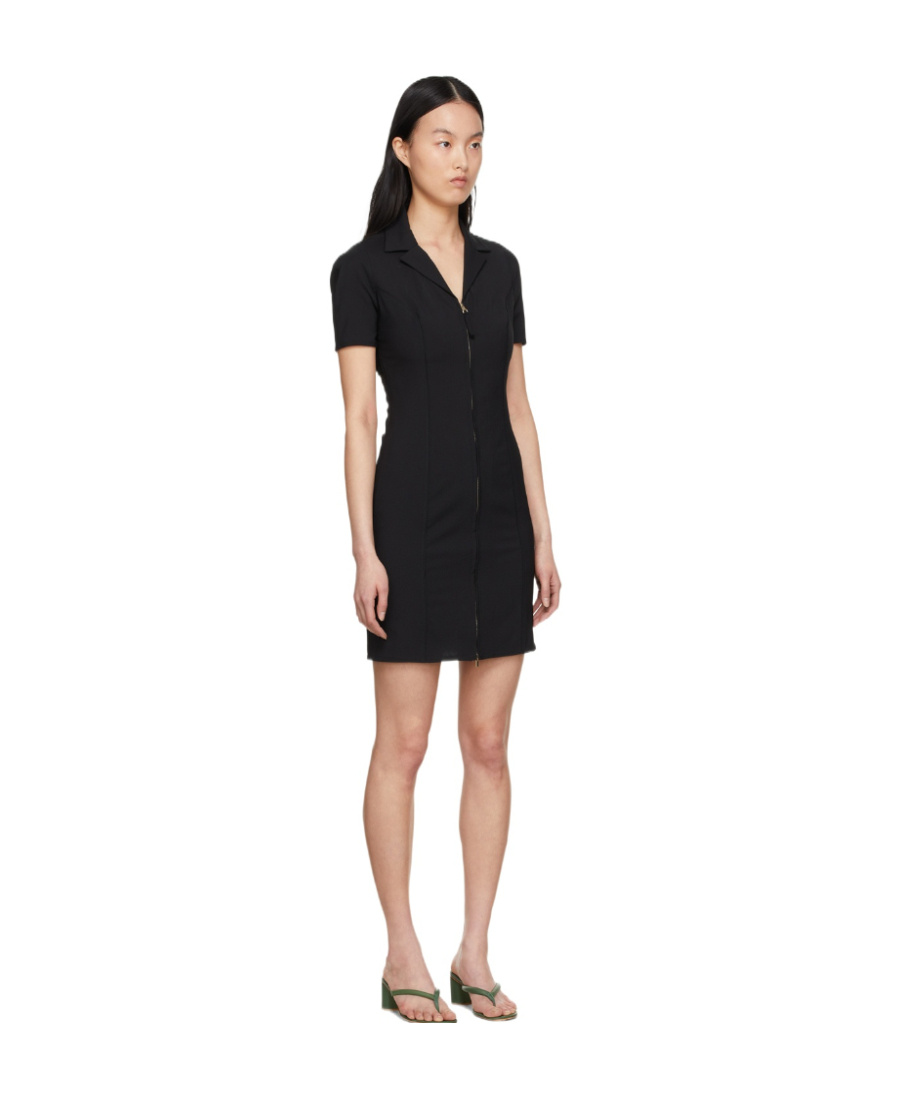 Jacquemus La Robe Tangelo Stretch Wool Mini Dress In Black