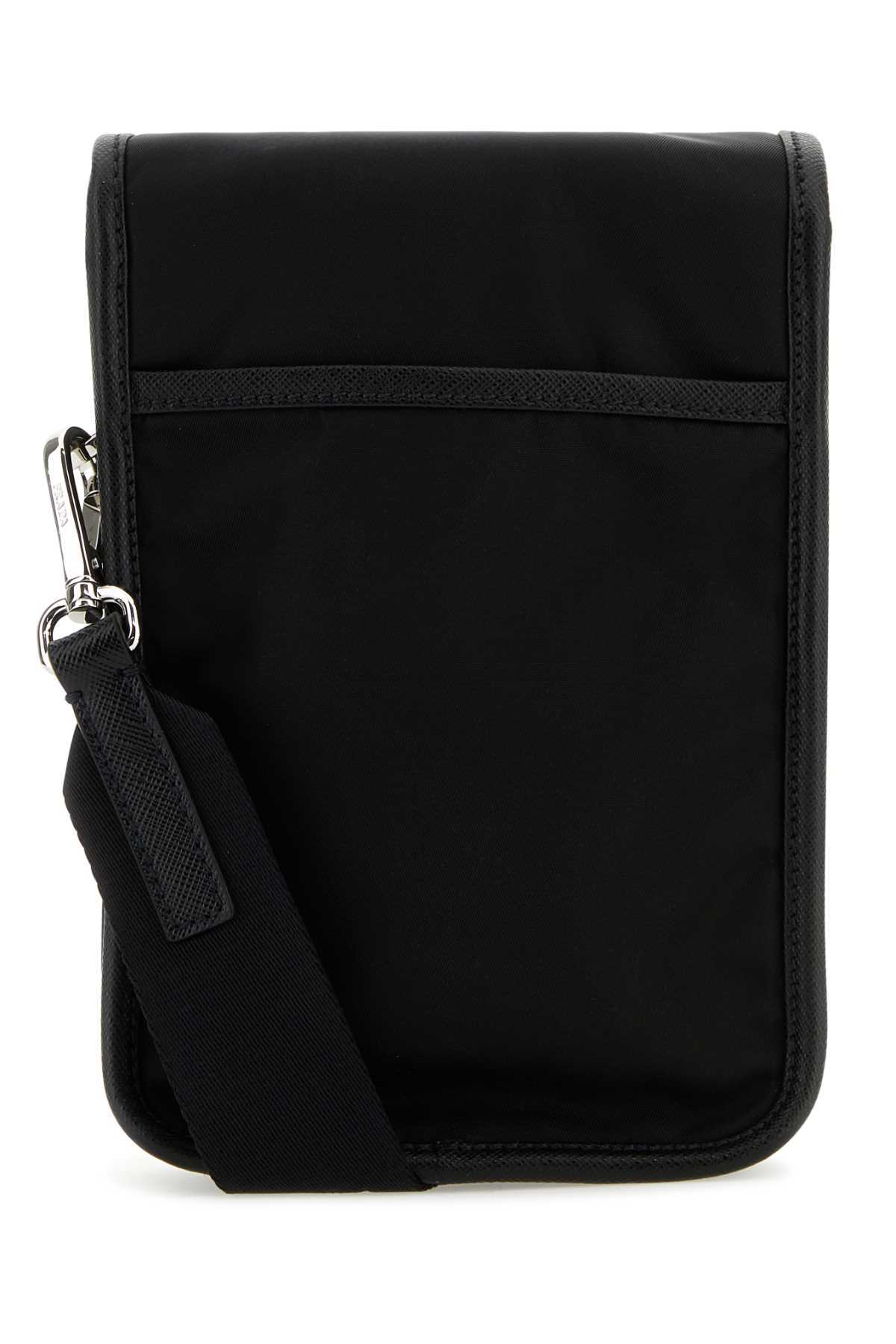 Prada Re-nylon And Saffiano Leather Shoulder Bag In Black