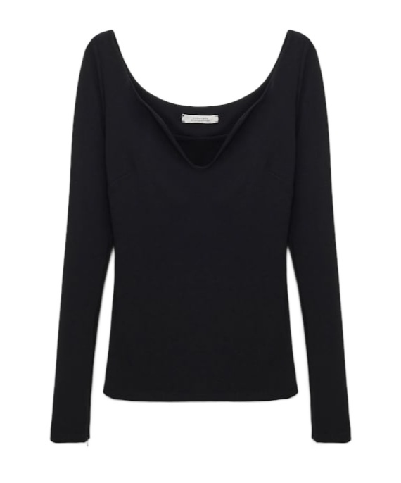Dorothee Schumacher Structured V-neck Top In Black