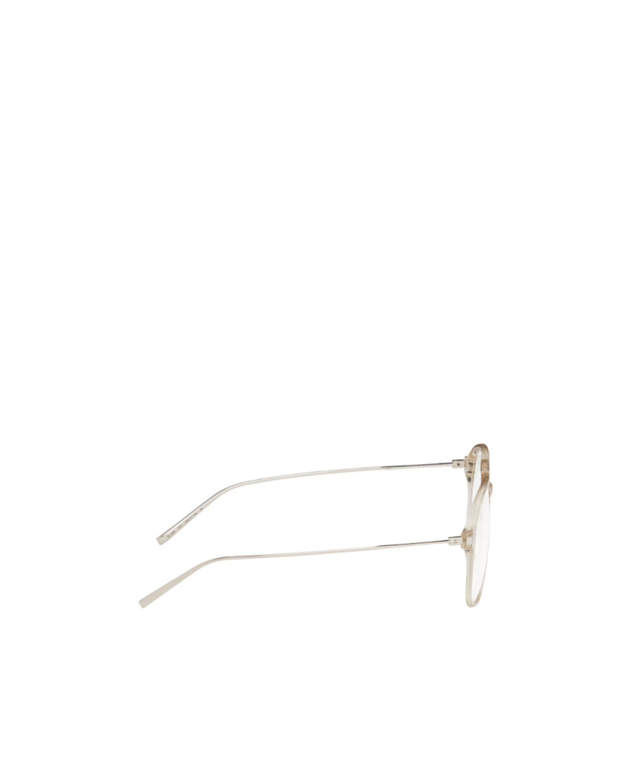 Saint Laurent Logo-debossed Pilot-frame Glasses In Nude