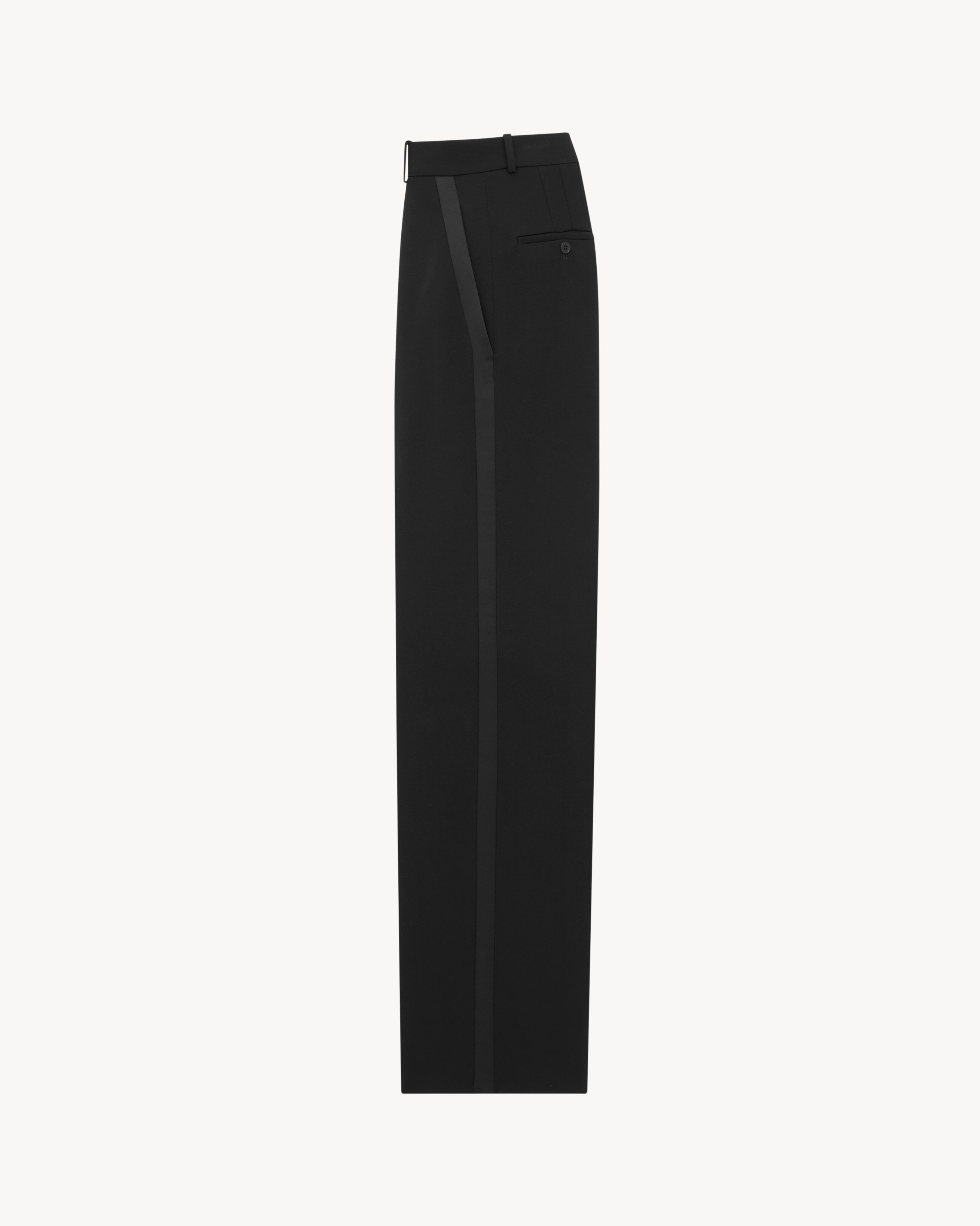 Saint Laurent High-rise Tuxedo Pants In Grain De Poudre In Black