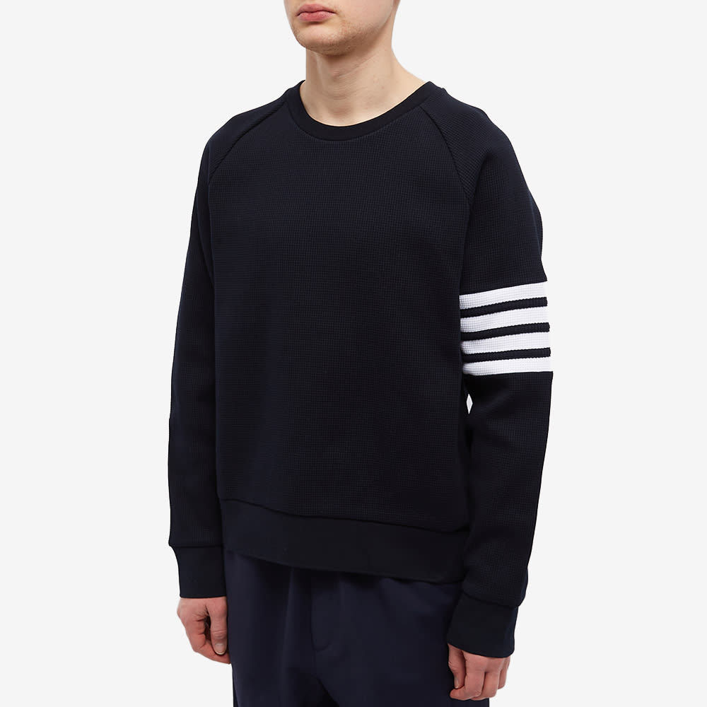 Thom Browne Milano Four Bar Stripe Crew Knit Pullover In Navy Blue