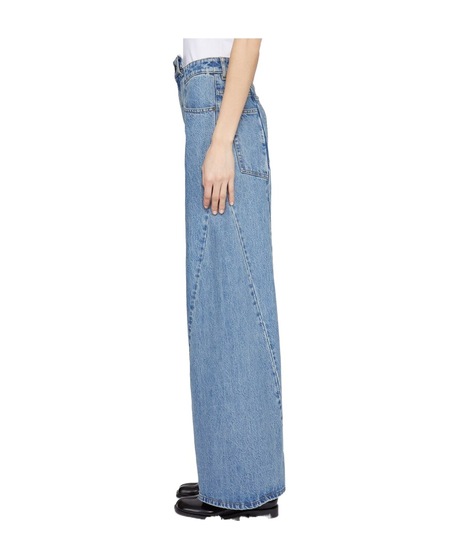 Maison Margiela High-waisted Cut-out Jeans With Wide Leg Silhouette In Blue