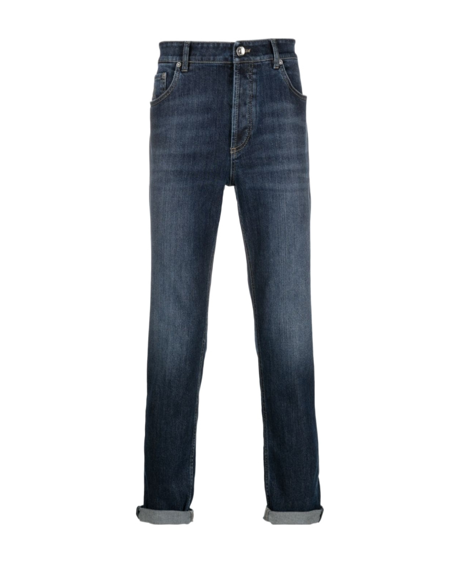 Brunello Cucinelli Blue Cotton Denim Regular Jeans In Blue