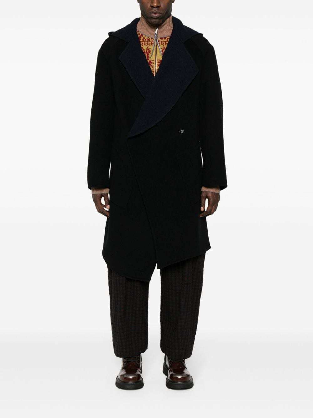 Vivienne Westwood Orb-appliqué Asymmetric Coat In Black