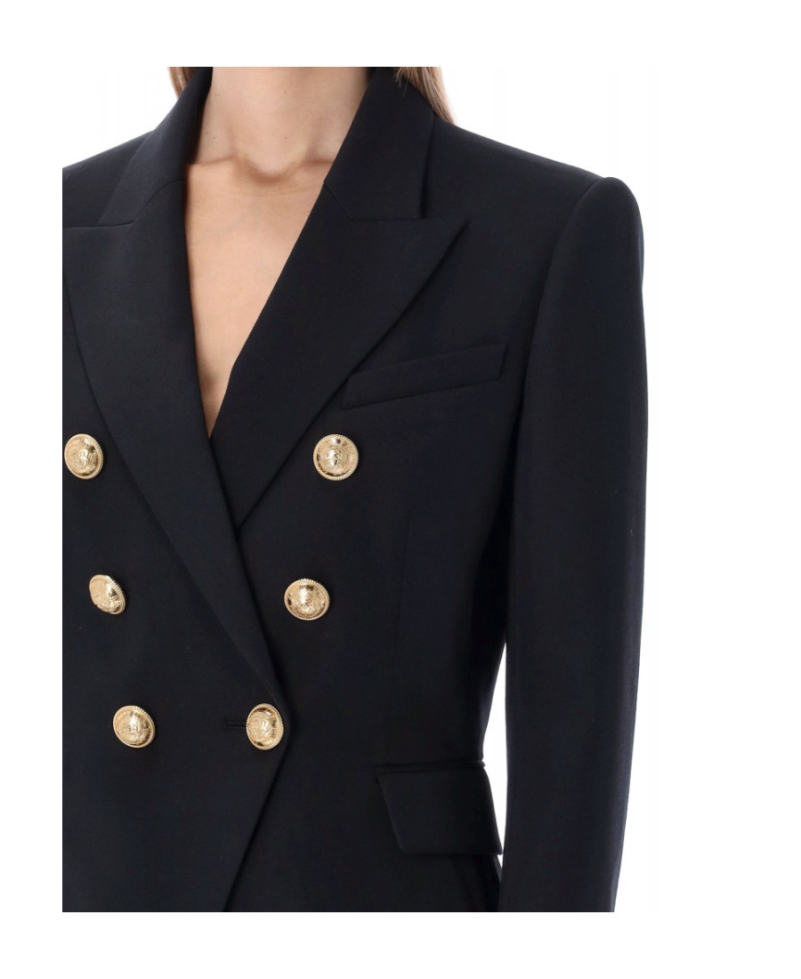 Balmain Grain De Poudre Double-breasted Jacket In Black