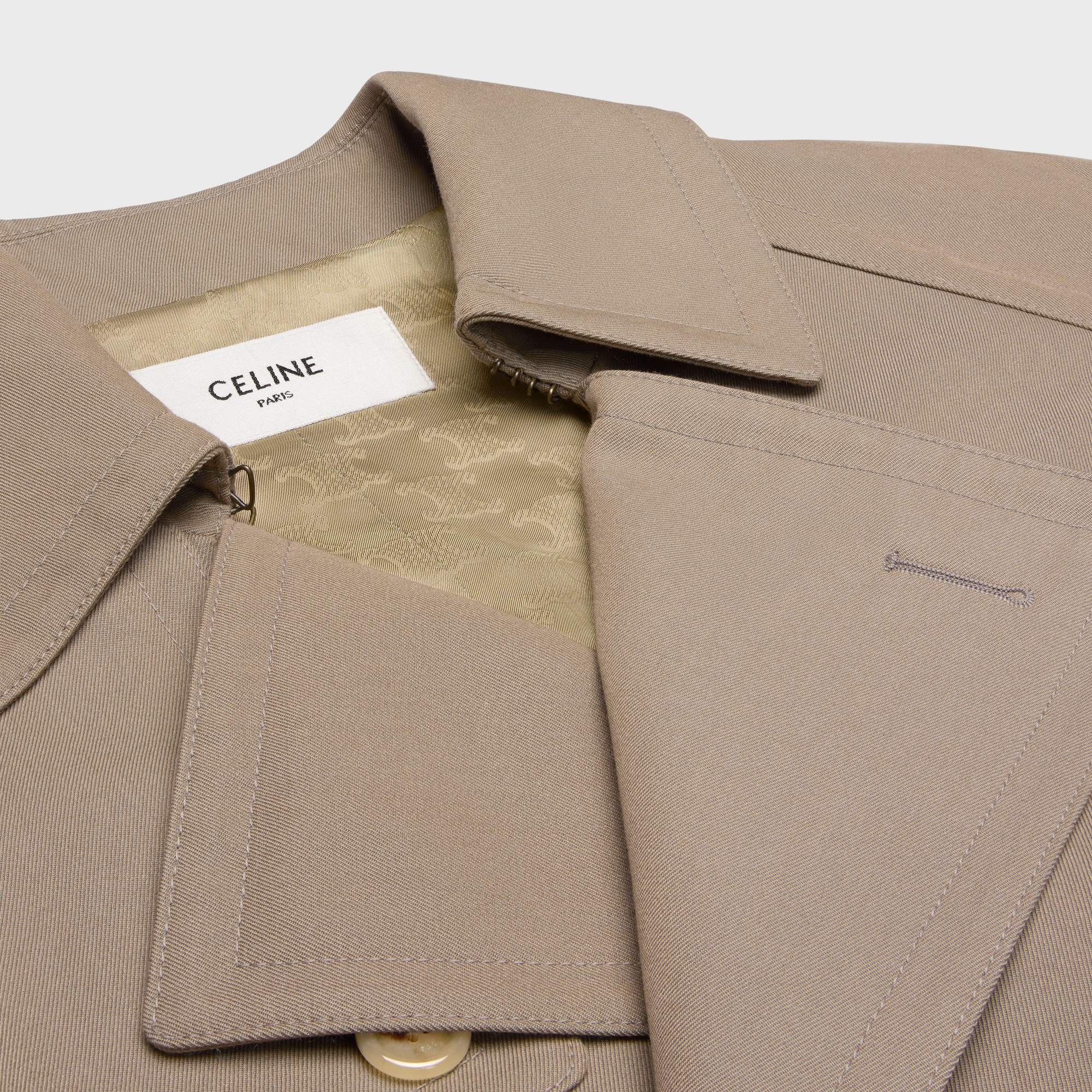 Celine Long-sleeved Wool Windbreaker In Brown