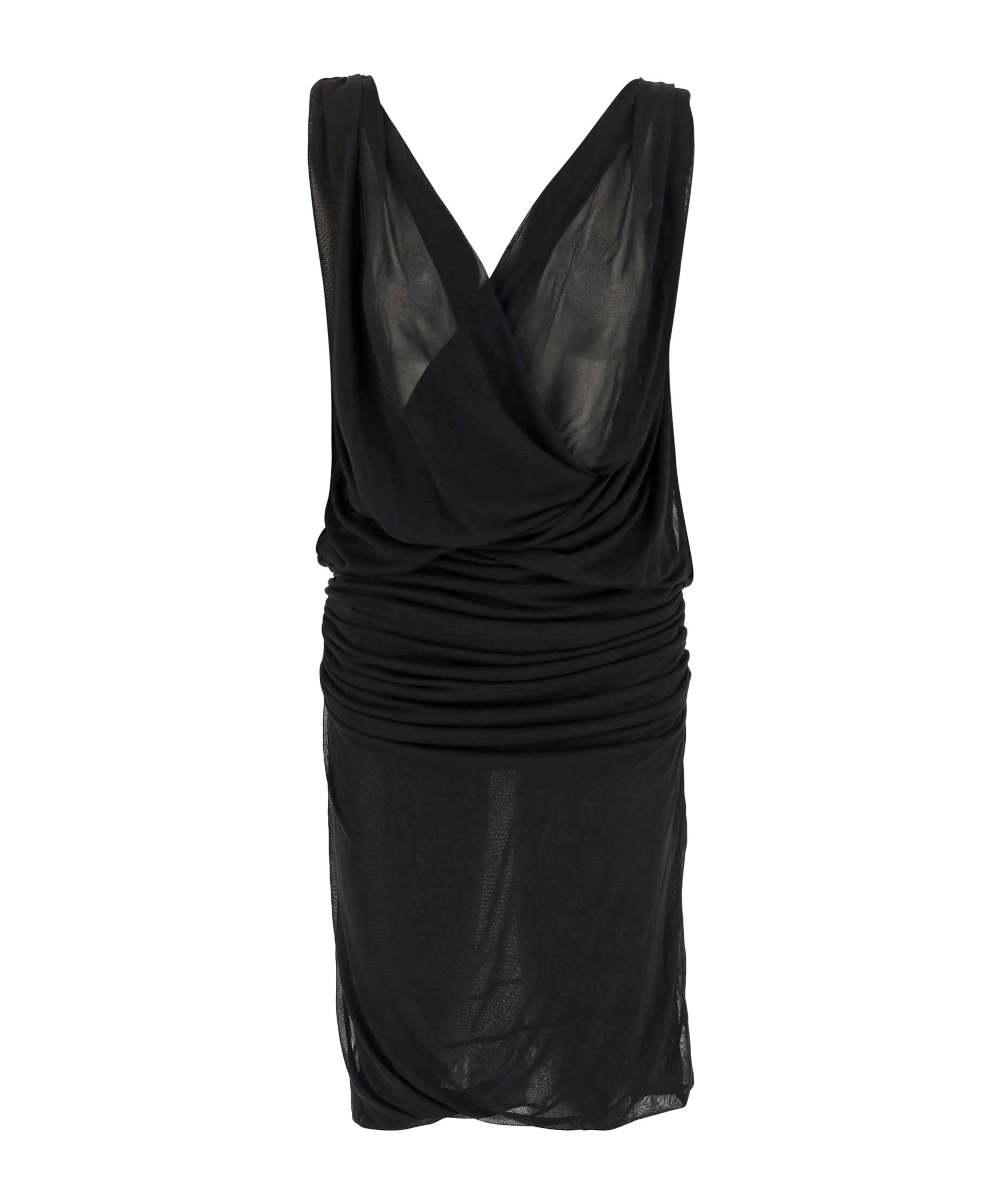 Saint Laurent Plunge Ruched Midi Dress In Black