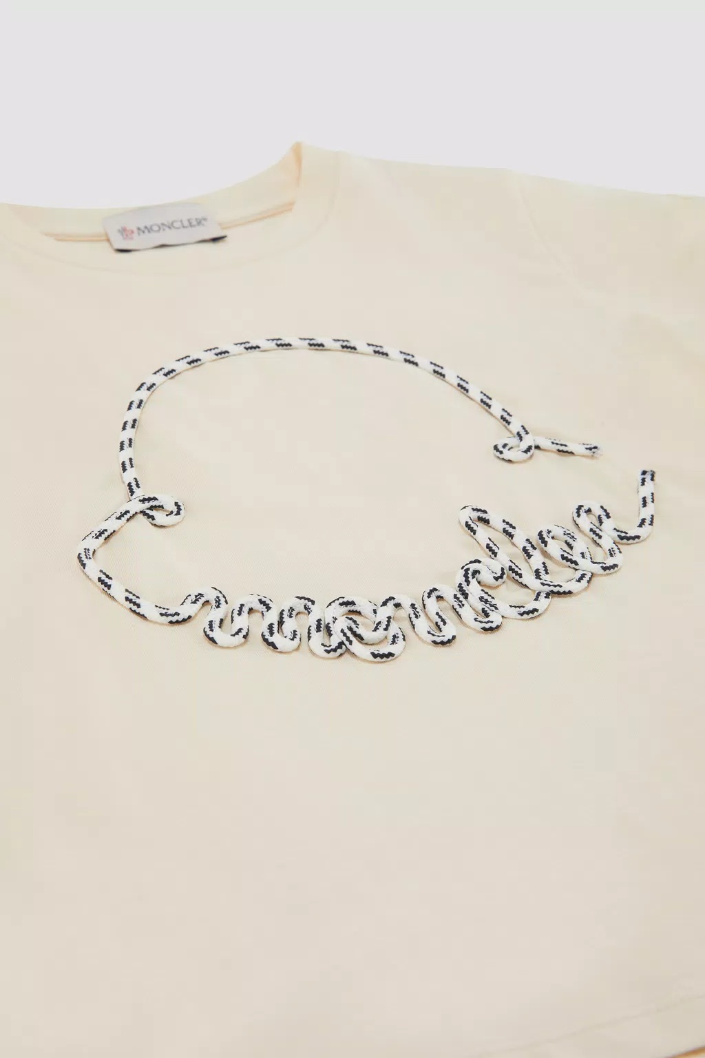 Moncler Logo-embroidered Cotton T-shirt In Nude