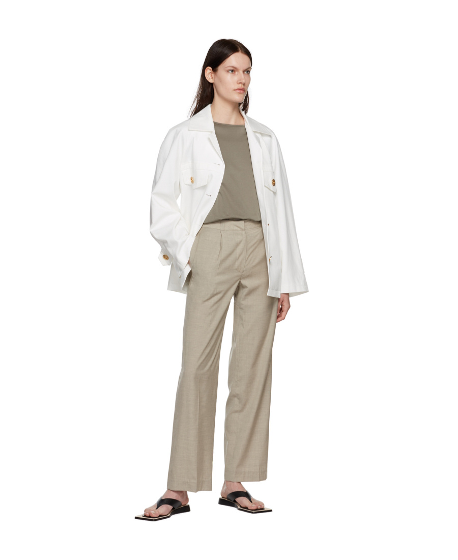 Low Classic Logo Straight Casual Pants In Nude